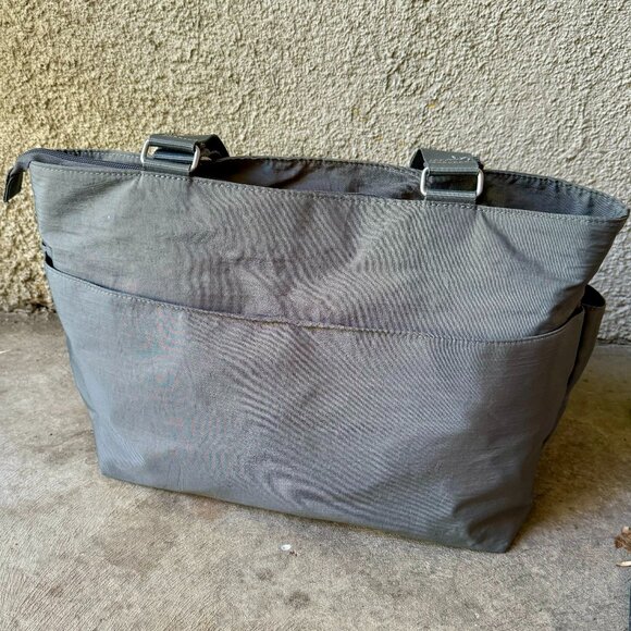 Baggallini Tote Bag Gray with Yellow Interior Work Travel - Picture 2 of 4